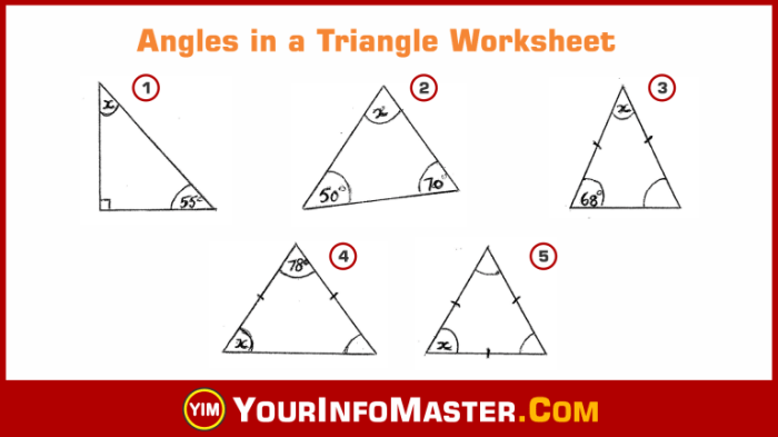 Angles in triangles worksheet answers