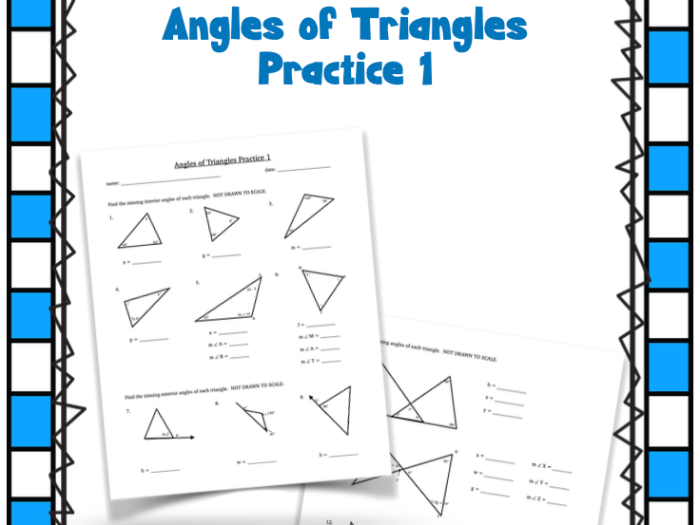 Angles in triangles worksheet answers