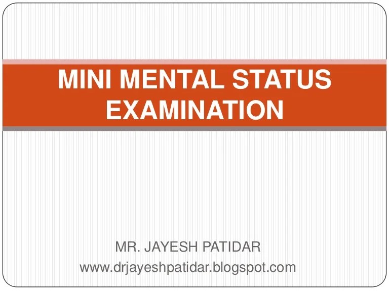 Mini mental status examination ppt