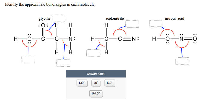 Angles bond approximate identify each glycine acid nitrous molecule 1t sps ha sp homeworklib acetonitrile cen aceton trile